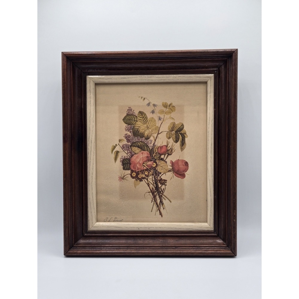 Antique Botanical Floral Print After J. L. Prévost Framed 13.5‎ x 11